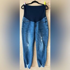 Women’s Song Maternity Distressed Blue Jeans (size L)